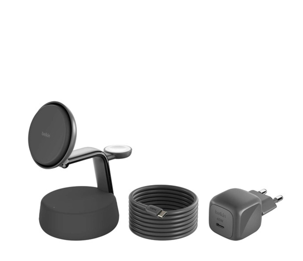 Belkin Ładowarka magnetyczna Qi2 25W, 3w1, zasilacz 45W, grafitowa - 1363167 - zdjęcie 2